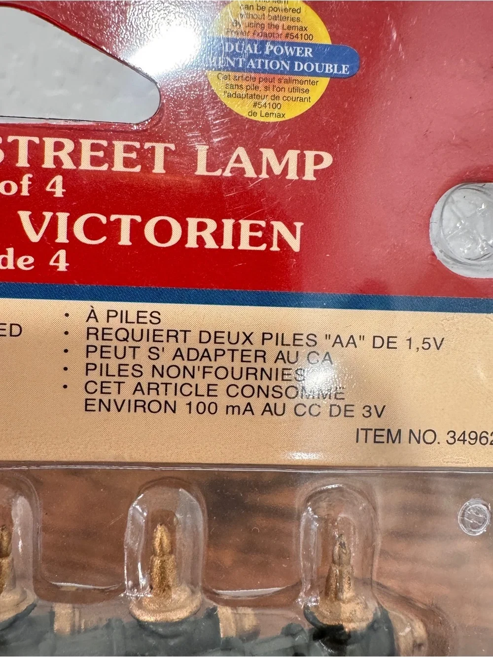Lemax Rustic Street Lamp Set 4 Lighted Village Light Battery Power NIP Christmas